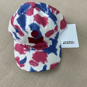 Isabel Marant White Red & Blue Tie-Dye Logo Cap